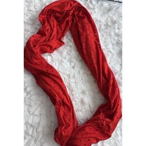 Red Infinity Scarf Circle Cut-Out Accents Lightweight Eyelet EUC